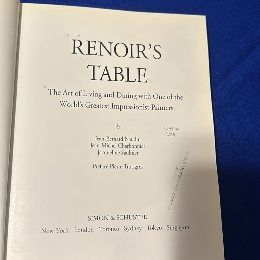 Book Renoir’s Table The Art of Living & Dining w Impressionist artist - Picture 5 of 6